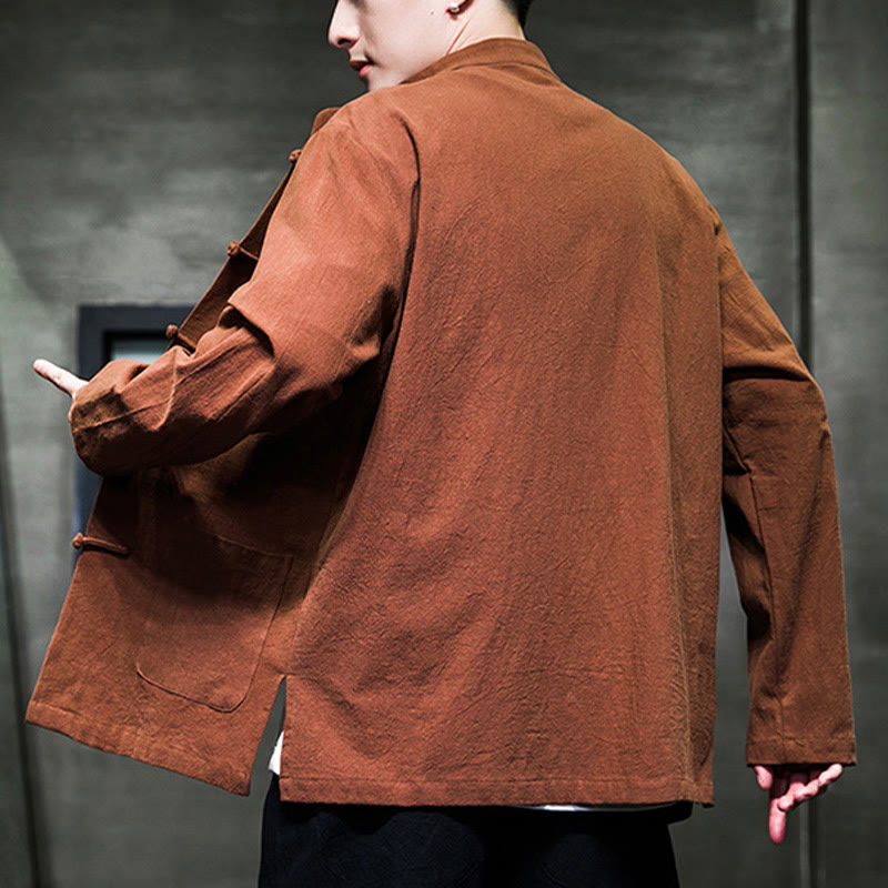 Giacca da uomo in cotone con bottoni a rana cinese, con tasche, stile Buddha Stones - image 26