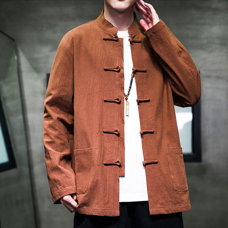 Giacca da uomo in cotone con bottoni a rana cinese, con tasche, stile Buddha Stones - image 25