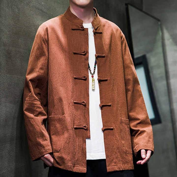 Giacca da uomo in cotone con bottoni a rana cinese, con tasche, stile Buddha Stones - image 28