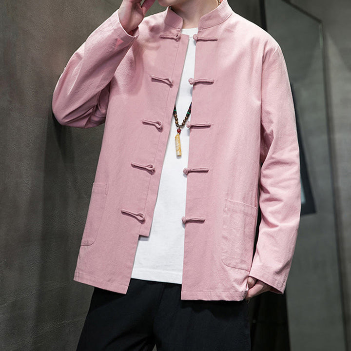 Giacca da uomo in cotone con bottoni a rana cinese, con tasche, stile Buddha Stones - image 34