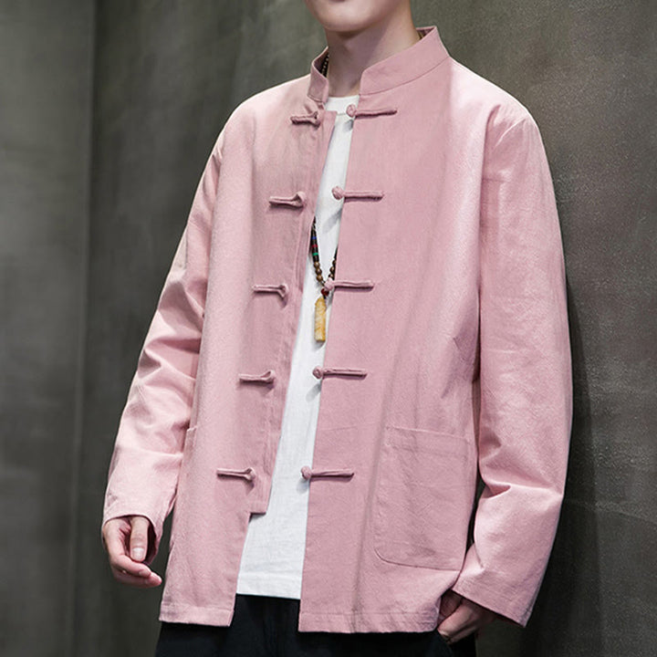 Giacca da uomo in cotone con bottoni a rana cinese, con tasche, stile Buddha Stones - image 35