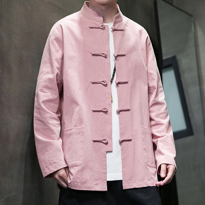 Giacca da uomo in cotone con bottoni a rana cinese, con tasche, stile Buddha Stones - image 31