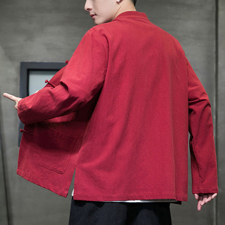 Giacca da uomo in cotone con bottoni a rana cinese, con tasche, stile Buddha Stones - image 38