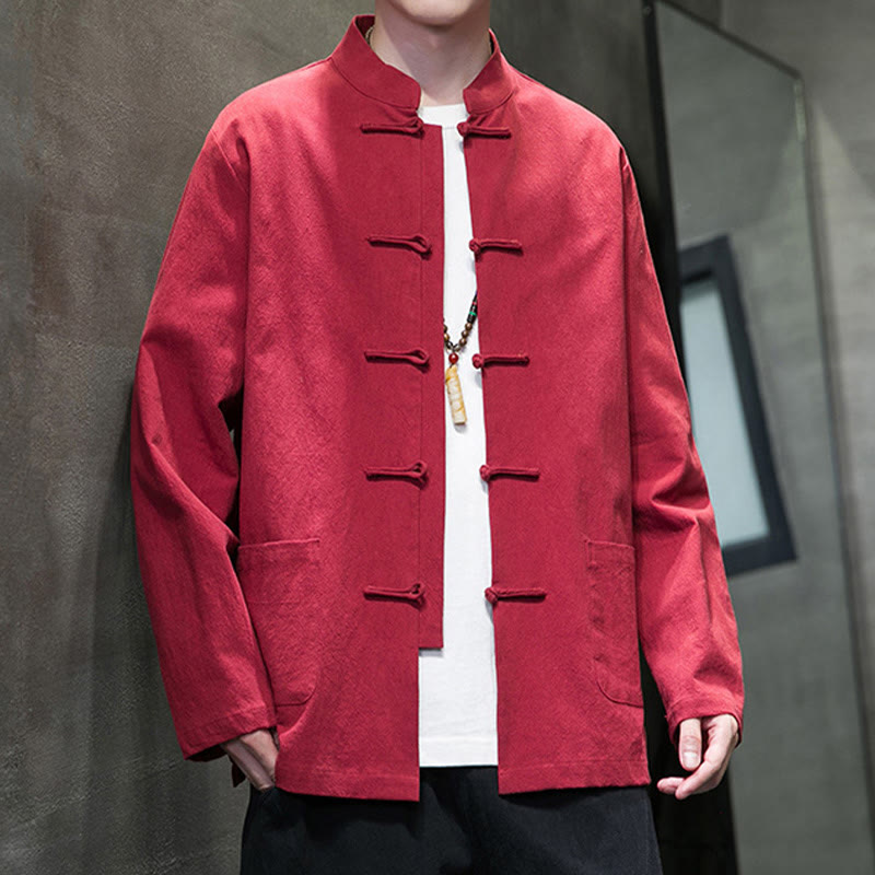Giacca da uomo in cotone con bottoni a rana cinese, con tasche, stile Buddha Stones - image 40