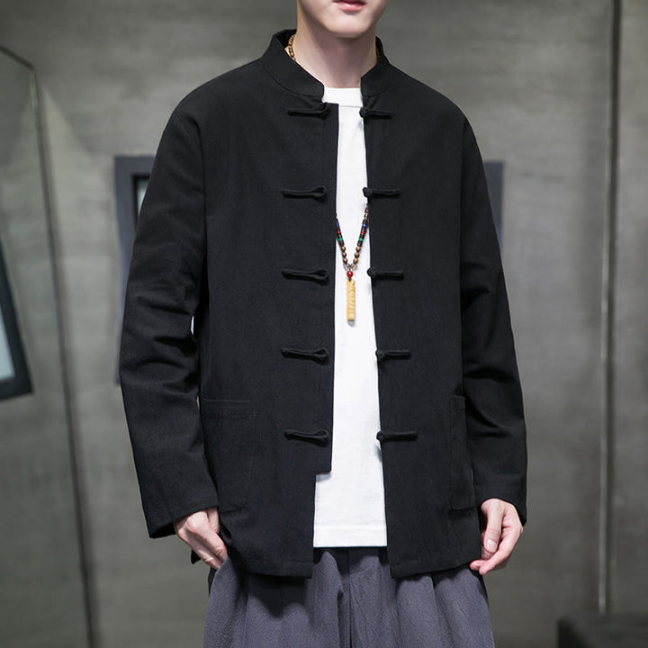 Giacca da uomo in cotone con bottoni a rana cinese, con tasche, stile Buddha Stones - image 45