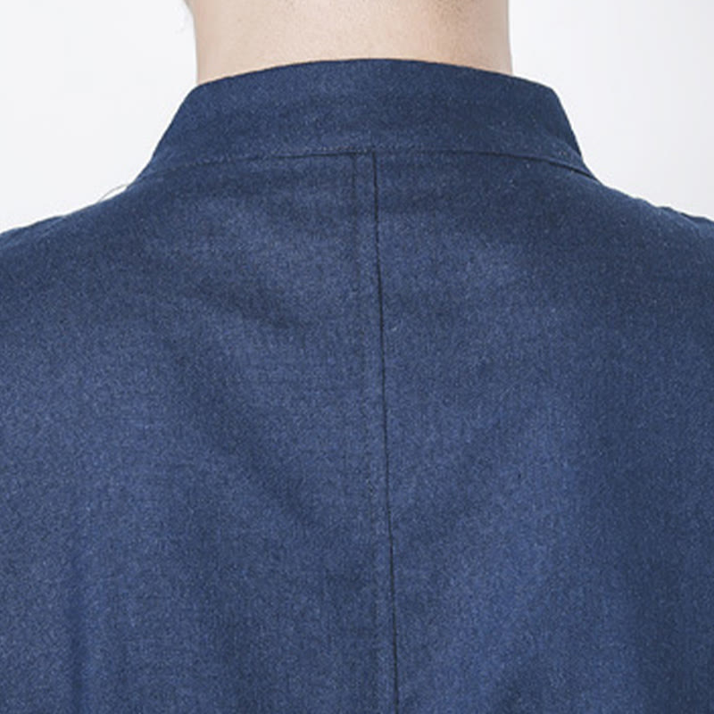 Cappotto da uomo in lino con bottoni a forma di rana, lunghezza media , Buddha Stones Fall Zen Clothing - image 10