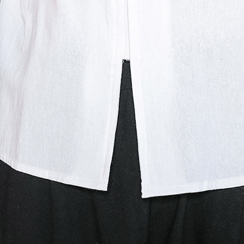 Buddha Stones Fall Solid Manica Lunga Camicia con Bottoni a Rana Lino Uomo Abbigliamento Zen - image 9