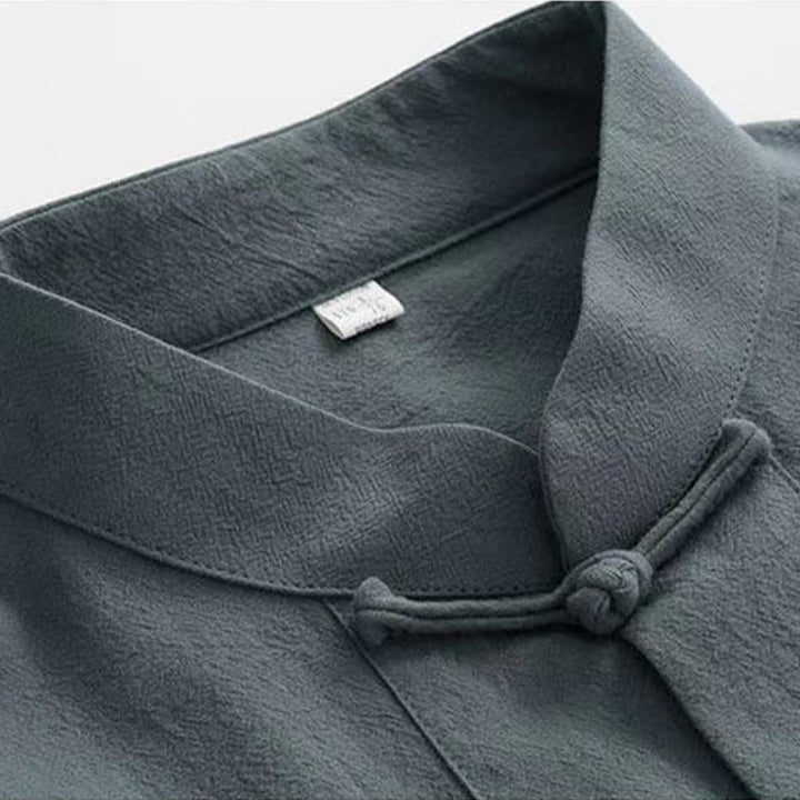 Buddha Stones 2 pezzi Tang Suit tradizionale rana-bottone uniforme manica lunga camicia pantaloni set da uomo - image 9