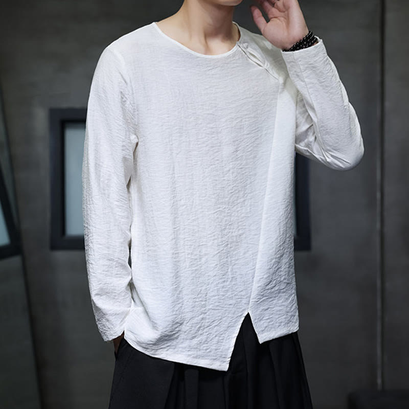 Buddha Stones Fall Solid Girocollo Manica Lunga T-Shirt Cotone Abbigliamento Uomo - image 13