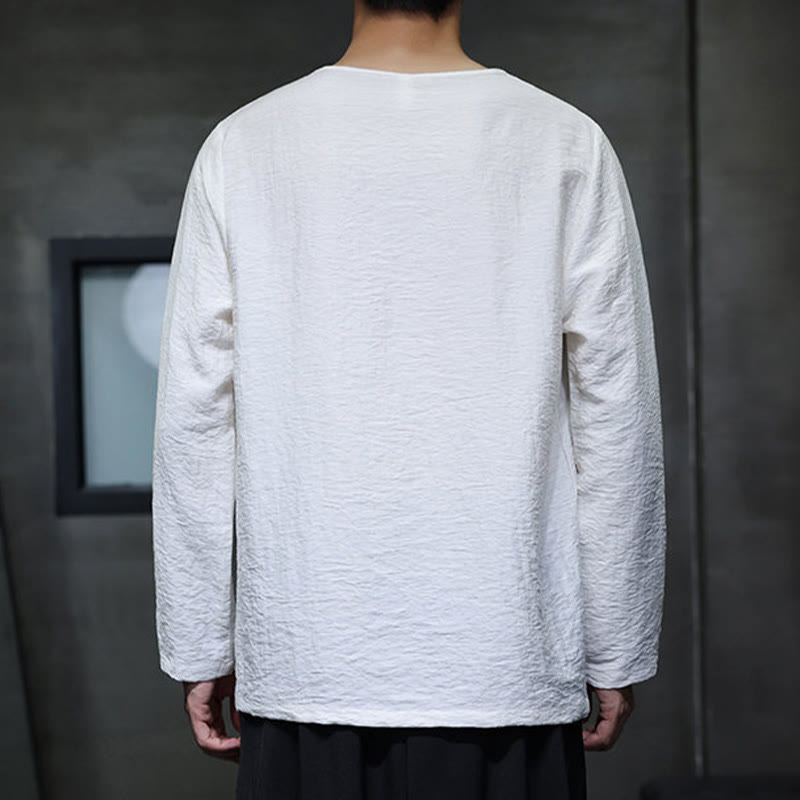 Buddha Stones Fall Solid Girocollo Manica Lunga T-Shirt Cotone Abbigliamento Uomo - image 9