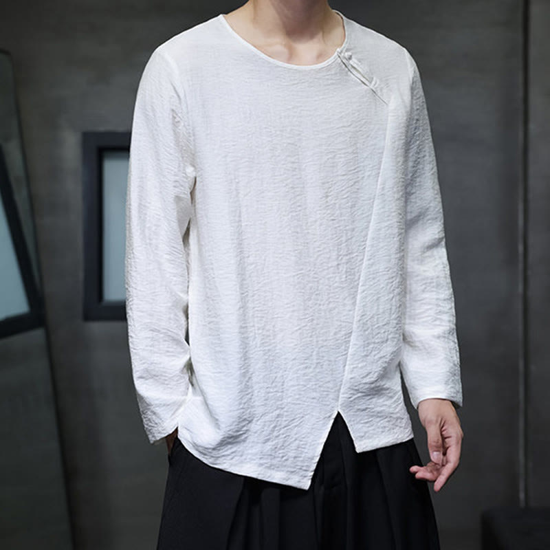 Buddha Stones Fall Solid Girocollo Manica Lunga T-Shirt Cotone Abbigliamento Uomo - image 8