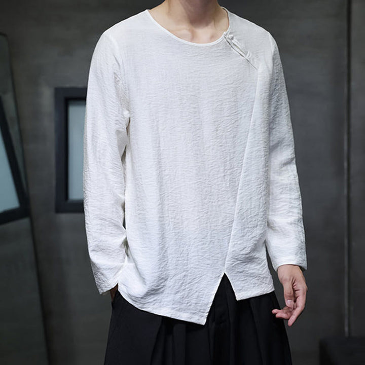 Buddha Stones Fall Solid Girocollo Manica Lunga T-Shirt Cotone Abbigliamento Uomo - image 8