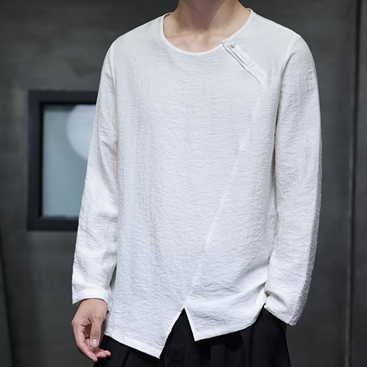 Buddha Stones Fall Solid Girocollo Manica Lunga T-Shirt Cotone Abbigliamento Uomo - image 12