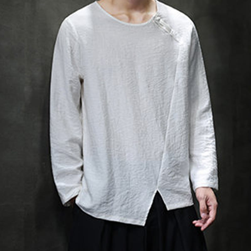 Buddha Stones Fall Solid Girocollo Manica Lunga T-Shirt Cotone Abbigliamento Uomo