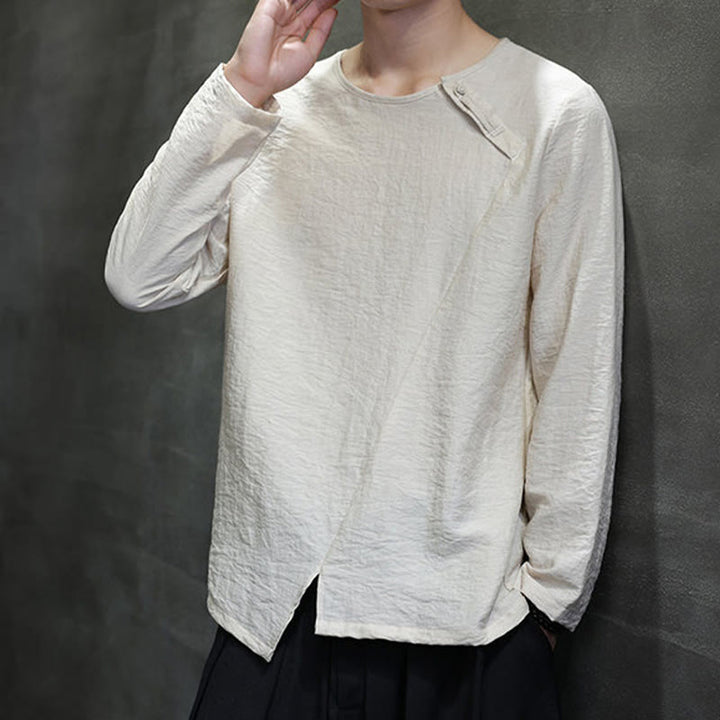 Buddha Stones Fall Solid Girocollo Manica Lunga T-Shirt Cotone Abbigliamento Uomo - image 6