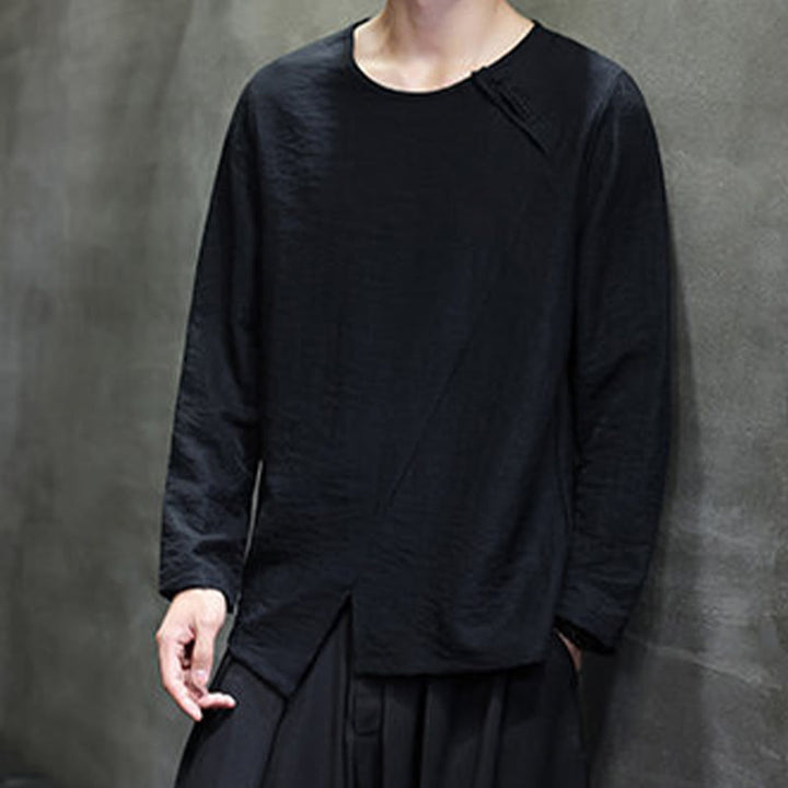 Buddha Stones Fall Solid Girocollo Manica Lunga T-Shirt Cotone Abbigliamento Uomo - image 26