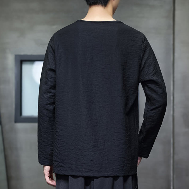 Buddha Stones Fall Solid Girocollo Manica Lunga T-Shirt Cotone Abbigliamento Uomo - image 23