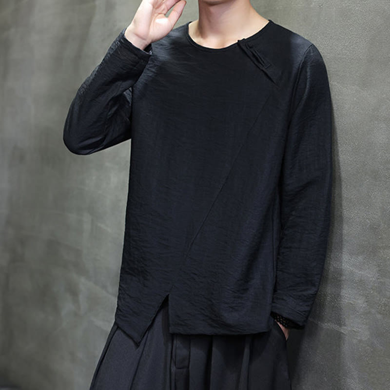 Buddha Stones Fall Solid Girocollo Manica Lunga T-Shirt Cotone Abbigliamento Uomo - image 24