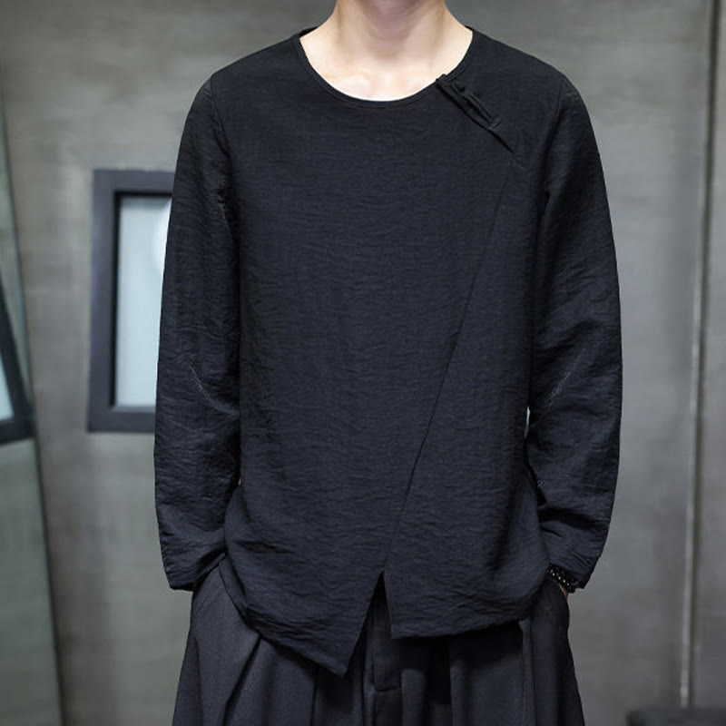 Buddha Stones Fall Solid Girocollo Manica Lunga T-Shirt Cotone Abbigliamento Uomo - image 22