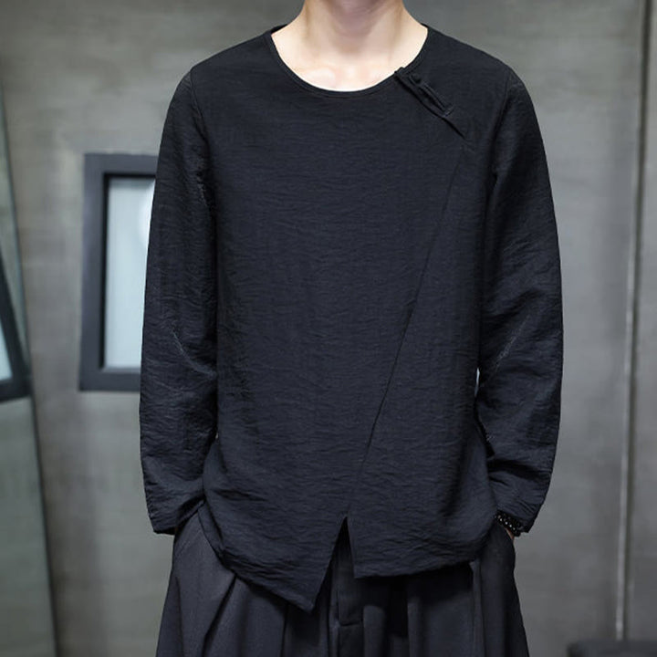 Buddha Stones Fall Solid Girocollo Manica Lunga T-Shirt Cotone Abbigliamento Uomo - image 22