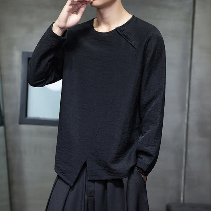 Buddha Stones Fall Solid Girocollo Manica Lunga T-Shirt Cotone Abbigliamento Uomo - image 30