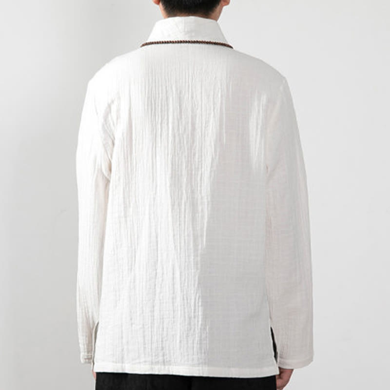 Buddha Stones Fall Simple V-Neck Manica Lunga T-Shirt Cotone Abbigliamento Uomo - image 12