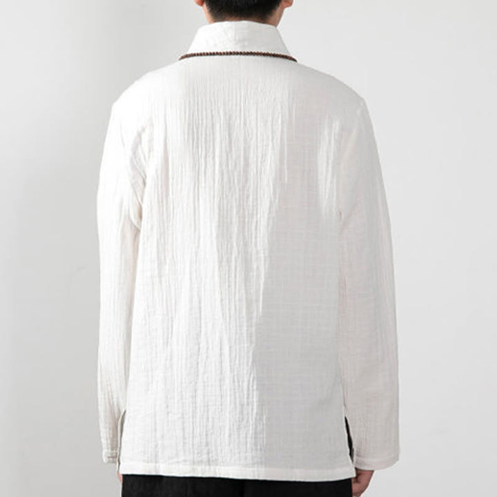 Buddha Stones Fall Simple V-Neck Manica Lunga T-Shirt Cotone Abbigliamento Uomo - image 12