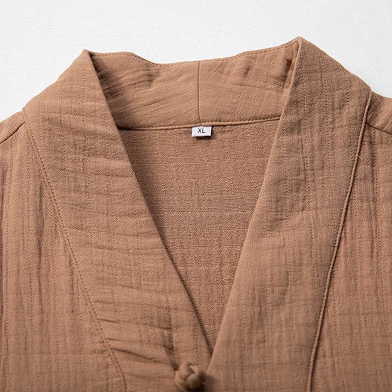 Buddha Stones Fall Simple V-Neck Manica Lunga T-Shirt Cotone Abbigliamento Uomo - image 6