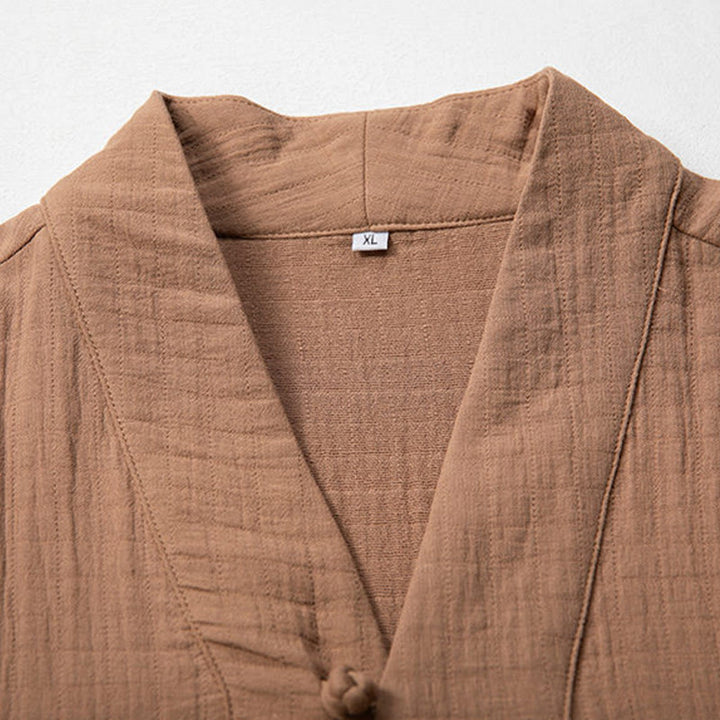 Buddha Stones Fall Simple V-Neck Manica Lunga T-Shirt Cotone Abbigliamento Uomo - image 6