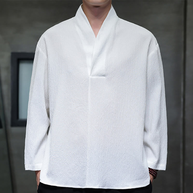 Maglietta a maniche lunghe con scollo a V semplice Buddha Stones Uomo Abbigliamento - Bianco - US/UK/AU46, EU56 (5XL) - image 0