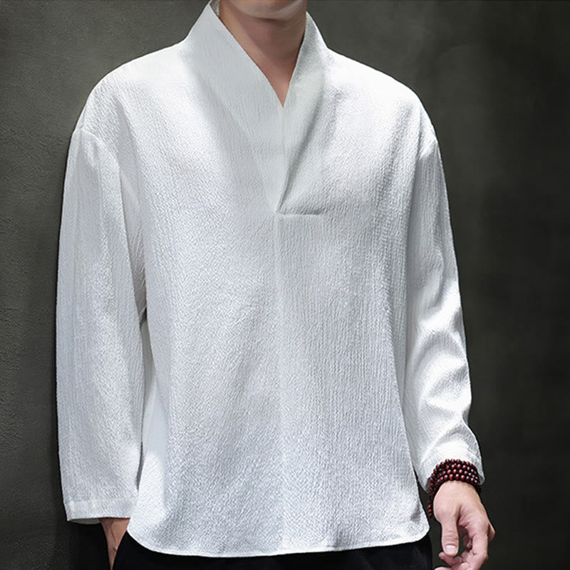 Maglietta a maniche lunghe con scollo a V semplice Buddha Stones Uomo Abbigliamento - image 1