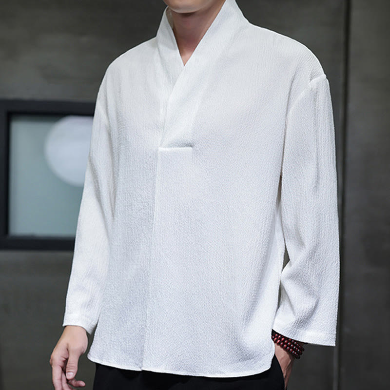 Maglietta a maniche lunghe con scollo a V semplice Buddha Stones Uomo Abbigliamento - image 3