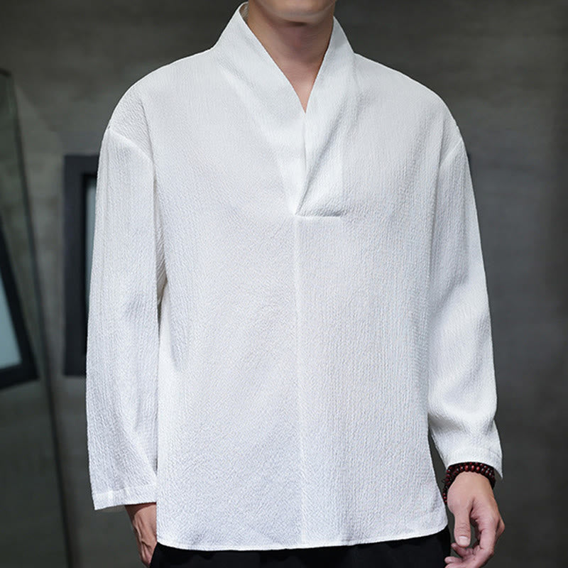 Maglietta a maniche lunghe con scollo a V semplice Buddha Stones Uomo Abbigliamento - image 6