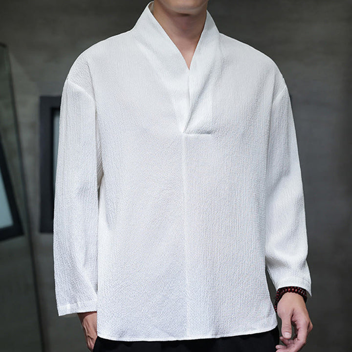 Maglietta a maniche lunghe con scollo a V semplice Buddha Stones Uomo Abbigliamento - image 6