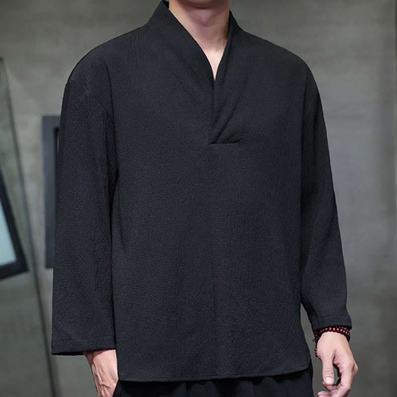 Maglietta a maniche lunghe con scollo a V semplice Buddha Stones Uomo Abbigliamento - image 13