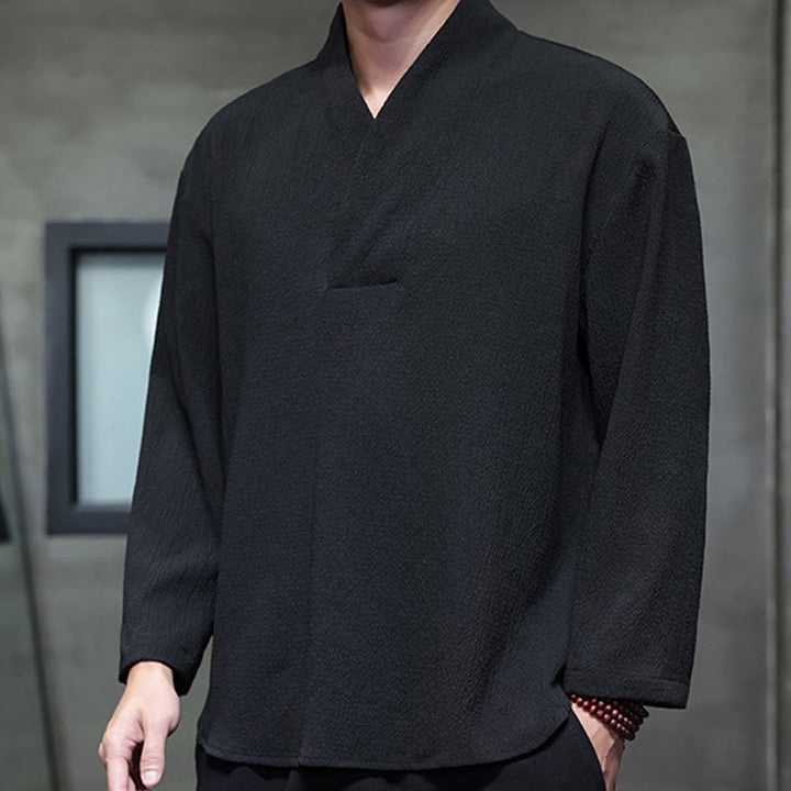 Maglietta a maniche lunghe con scollo a V semplice Buddha Stones Uomo Abbigliamento - image 18