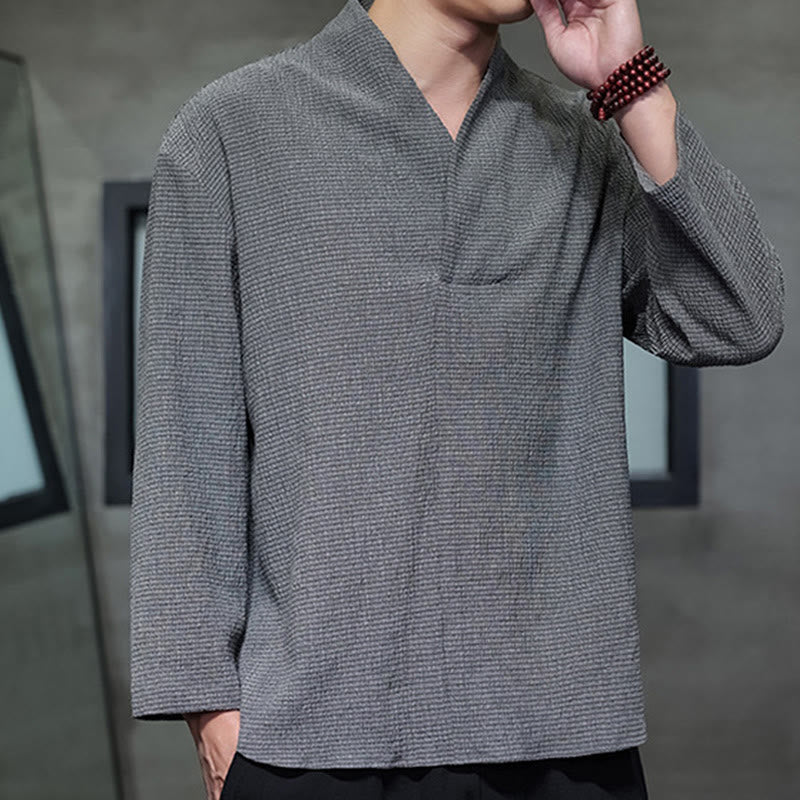 Maglietta a maniche lunghe con scollo a V semplice Buddha Stones Uomo Abbigliamento - image 22