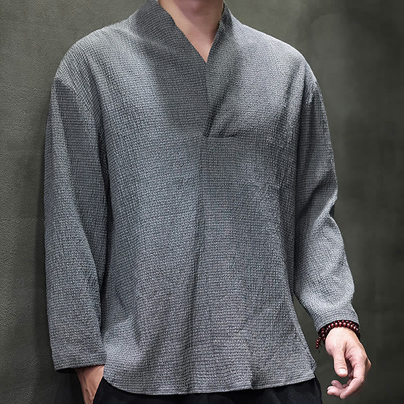 Maglietta a maniche lunghe con scollo a V semplice Buddha Stones Uomo Abbigliamento - image 20