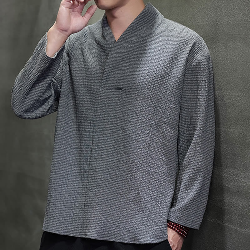 Maglietta a maniche lunghe con scollo a V semplice Buddha Stones Uomo Abbigliamento - image 24