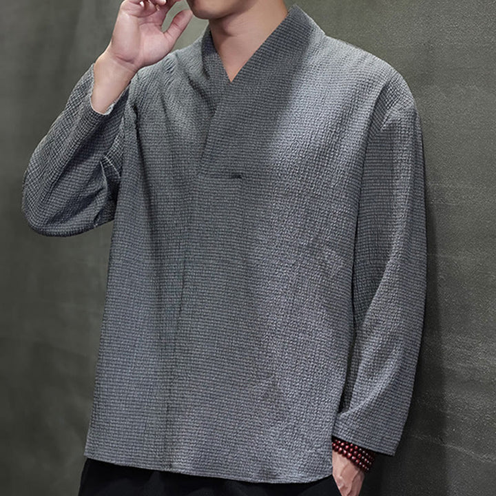 Maglietta a maniche lunghe con scollo a V semplice Buddha Stones Uomo Abbigliamento - image 24