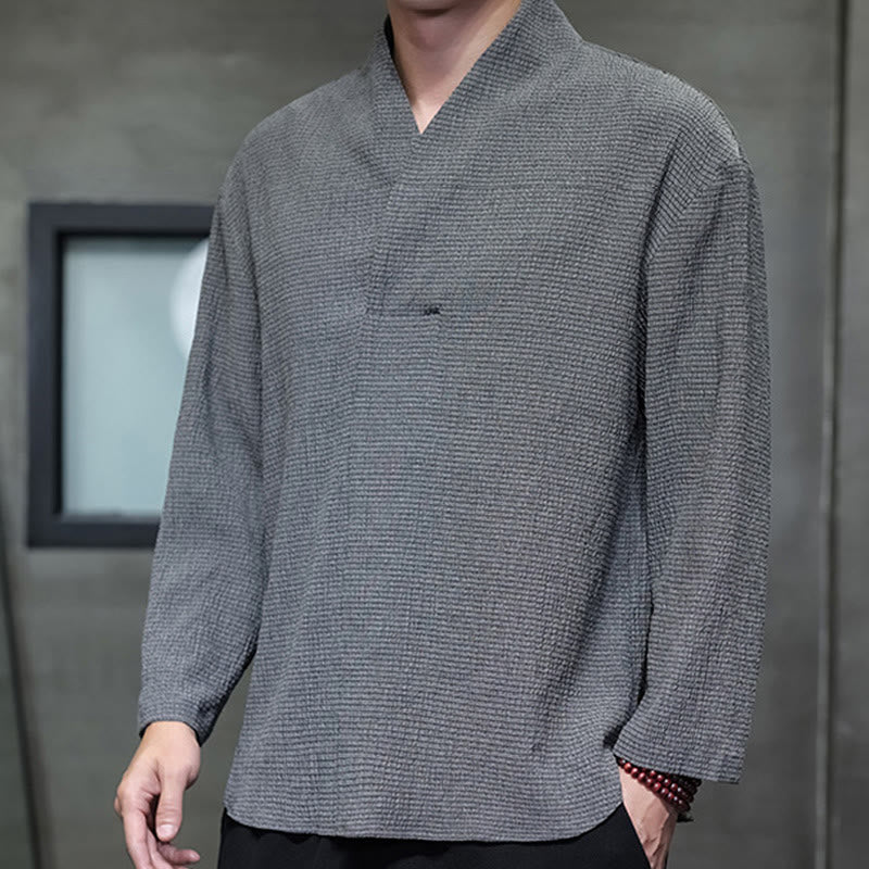 Maglietta a maniche lunghe con scollo a V semplice Buddha Stones Uomo Abbigliamento - image 23