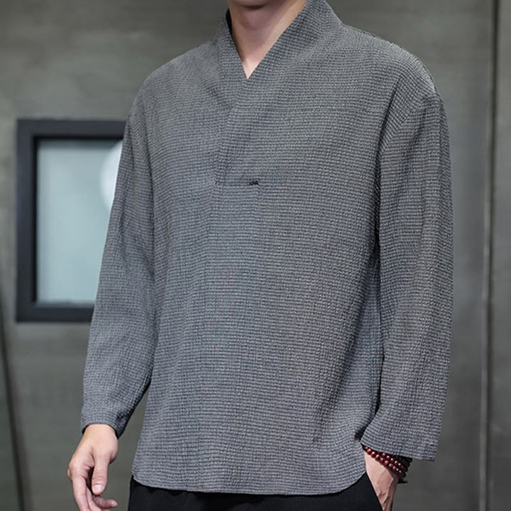 Maglietta a maniche lunghe con scollo a V semplice Buddha Stones Uomo Abbigliamento - image 23