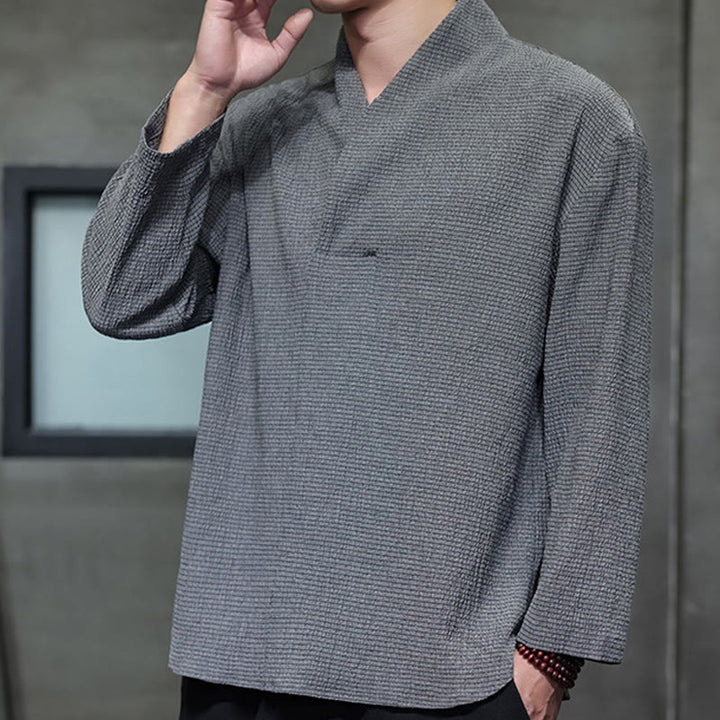 Maglietta a maniche lunghe con scollo a V semplice Buddha Stones Uomo Abbigliamento - image 25