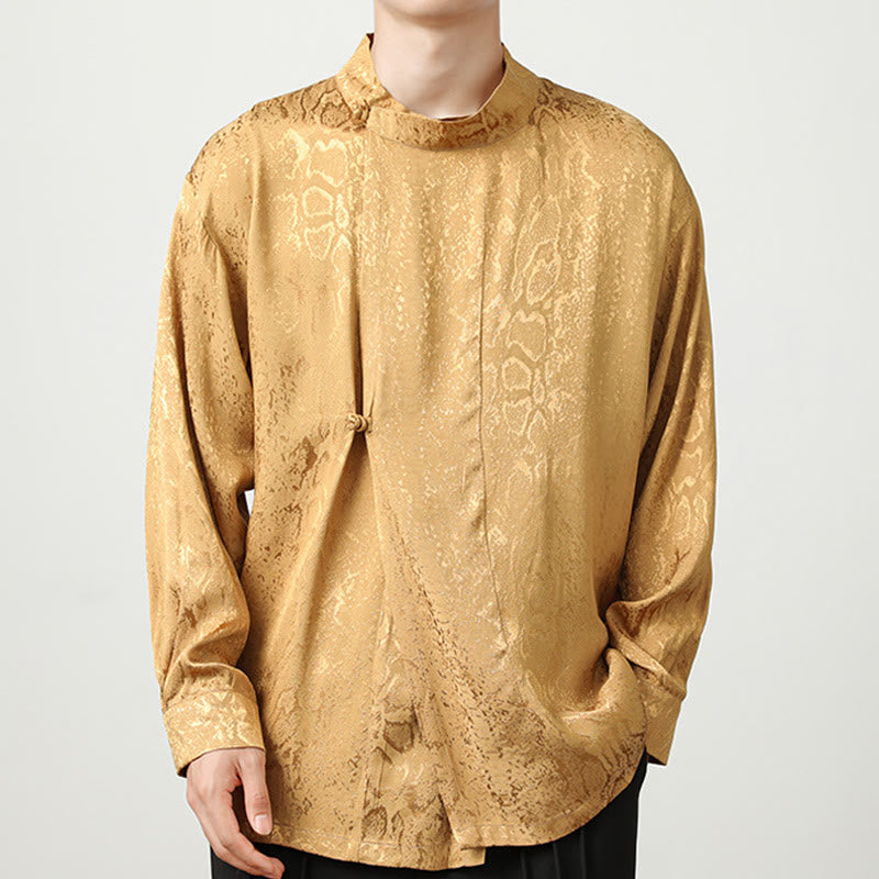 Camicia a maniche lunghe con bottoni a rana in jacquard autunnale Buddha Stones Uomo Abbigliamento - image 2