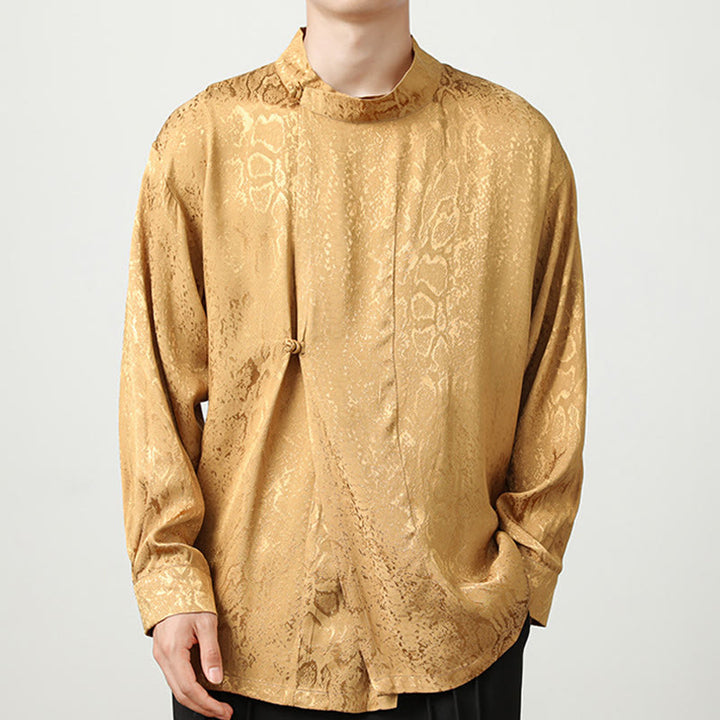 Camicia a maniche lunghe con bottoni a rana in jacquard autunnale Buddha Stones Uomo Abbigliamento - image 2
