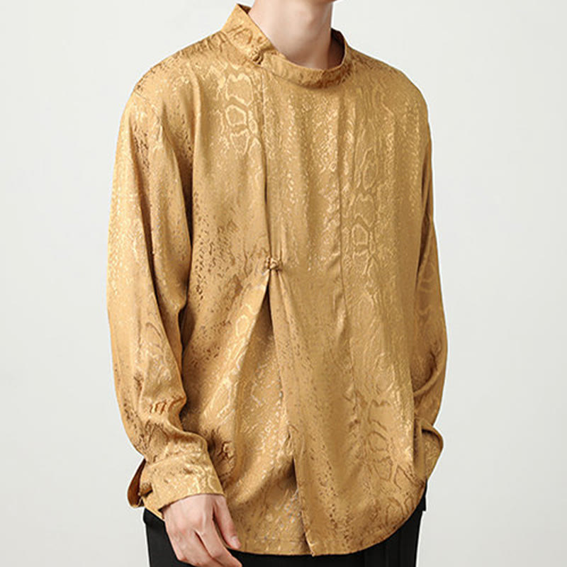 Camicia a maniche lunghe con bottoni a rana in jacquard autunnale Buddha Stones Uomo Abbigliamento - image 8