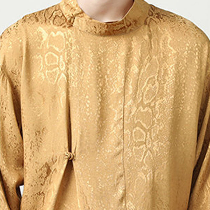 Camicia a maniche lunghe con bottoni a rana in jacquard autunnale Buddha Stones Uomo Abbigliamento - image 10