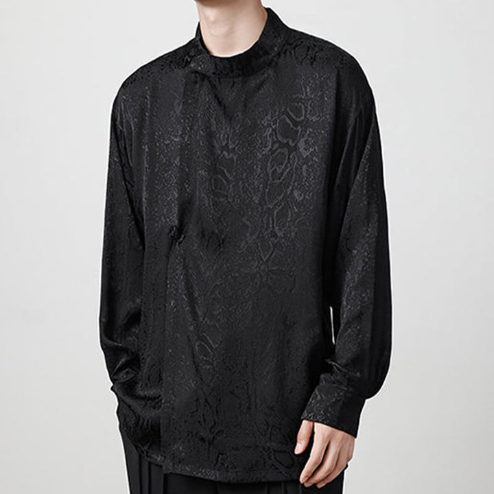 Camicia a maniche lunghe con bottoni a rana in jacquard autunnale Buddha Stones Uomo Abbigliamento - image 14