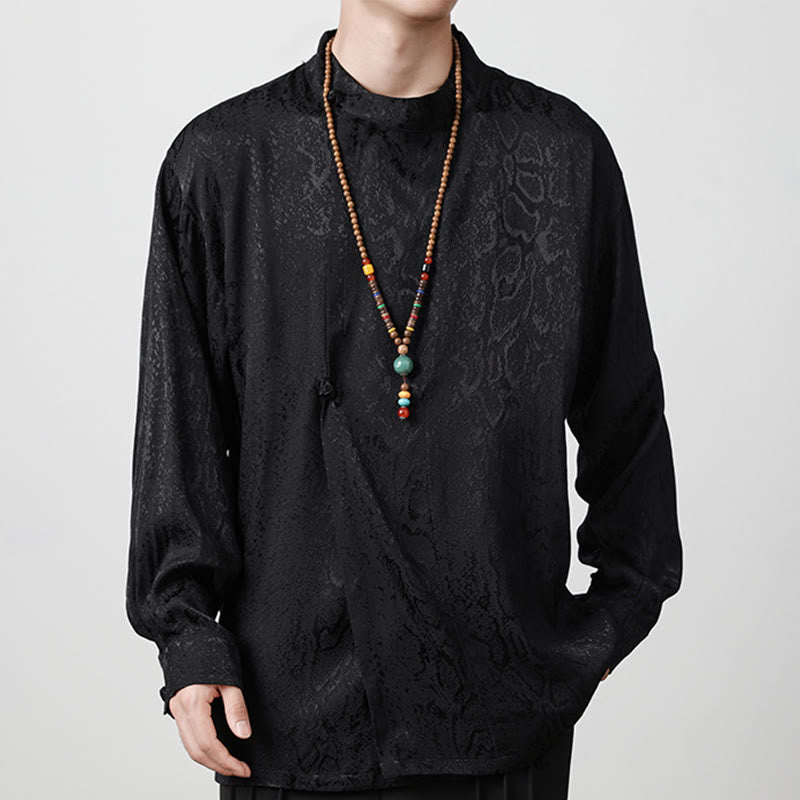 Camicia a maniche lunghe con bottoni a rana in jacquard autunnale Buddha Stones Uomo Abbigliamento - image 12