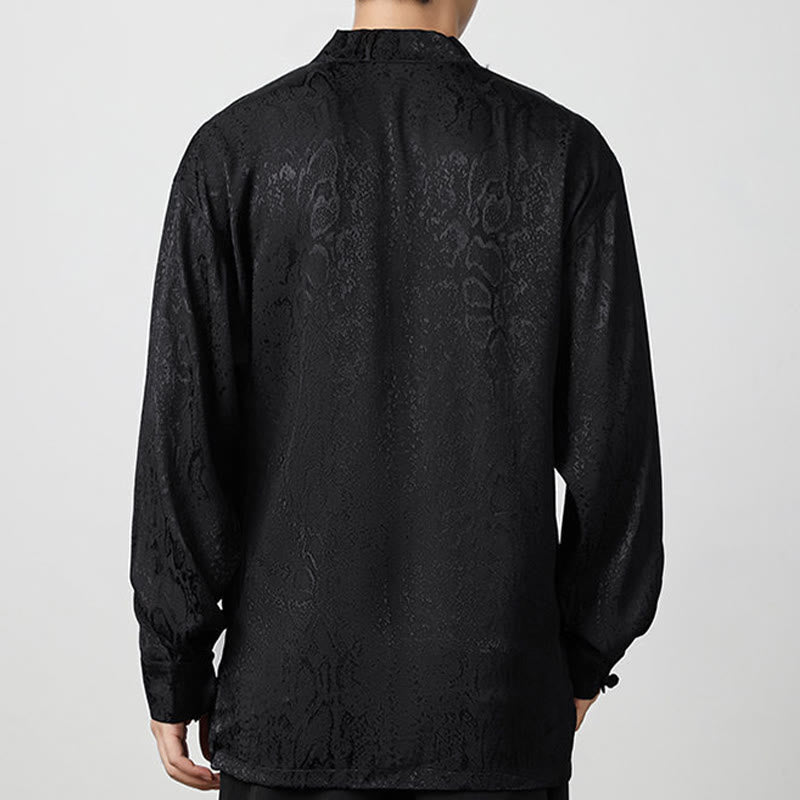 Camicia a maniche lunghe con bottoni a rana in jacquard autunnale Buddha Stones Uomo Abbigliamento - image 13